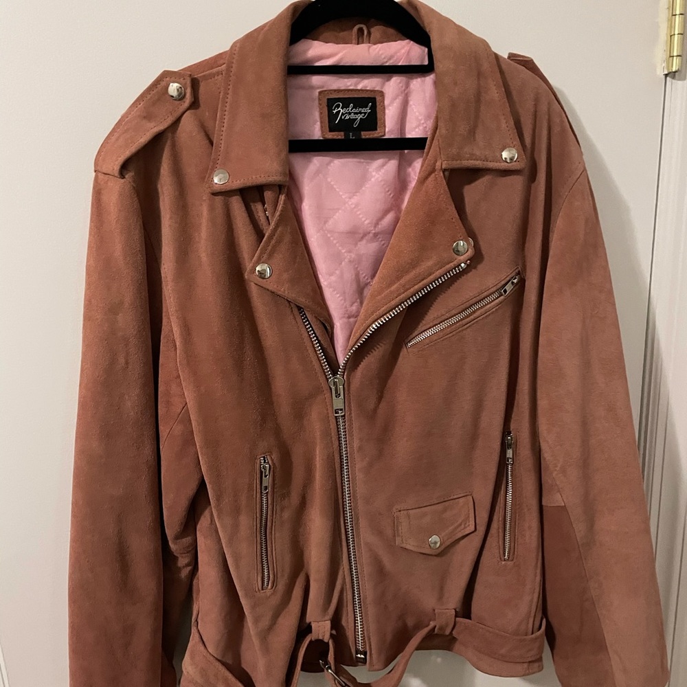Pink Suede Moto Jacket